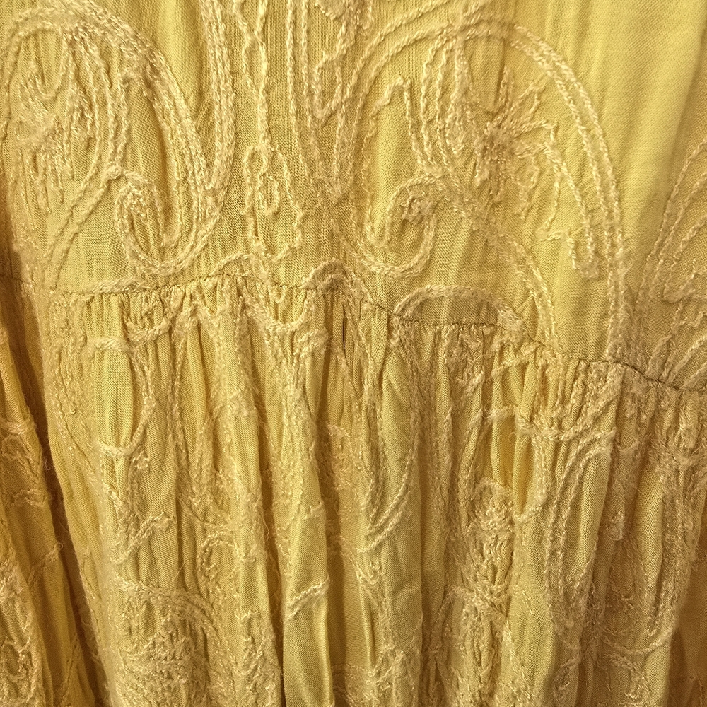 Intimately Free People All The Feels Sunshine Yellow Embroidered Maxi Dress Sz M - Picture 7 of 10